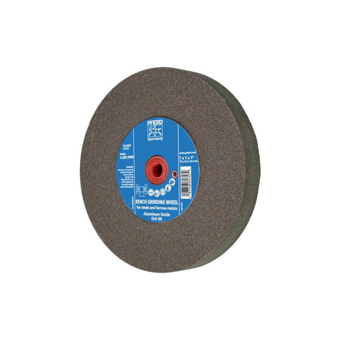 PFERD Vitrified Bench Grinding Wheel - Universal, 7" Diameter, 1" Thick, 2" Arbor, 80 Grit, Aluminum Oxide, for General Metwalworking - Part 61757