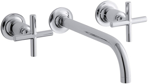 Kohler T14414-3-CP Purist® Wall-Mount Bathroom Sink Faucet Trim with Cross Handles, 1.2 gpm, Polished Chrome