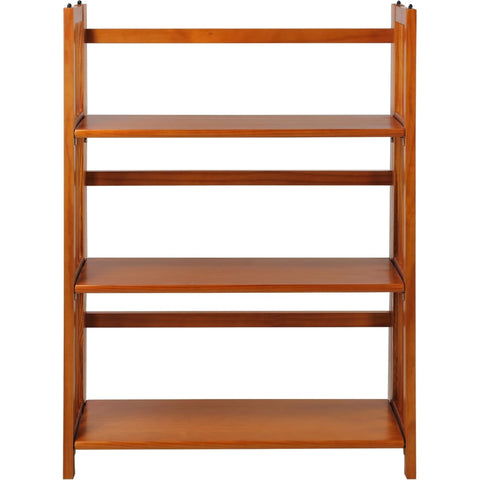 Oakestry Compact 3-Tier Solid Wood Foldable & Stackable Bookcase – Space-Saving Portable Shelf Unit for Storage, Display, and Home Organization (Honey Oak)