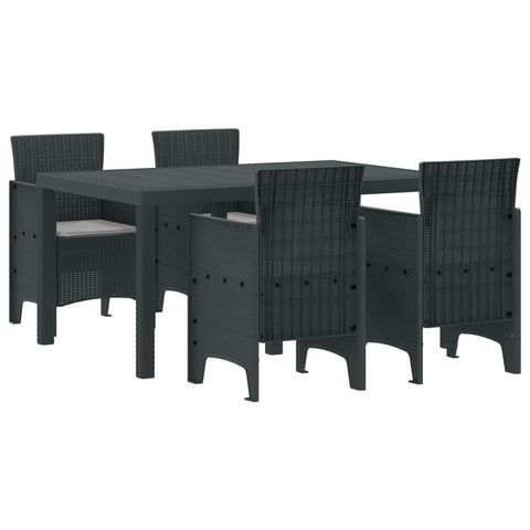 vidaXL Garden Dining Set 5 pcs Anthracite Polt rattan, Chill Dining Set, Sleek Outdoor Furniture, Lightweight, Strong, Modern Garden Vibe Outside