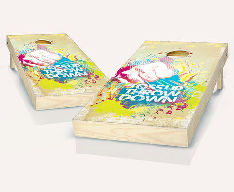Skip's Garage Toss Up Throw Down Cornhole Set - 2x4 Boards (All Weather Bags) - Include Score Tower