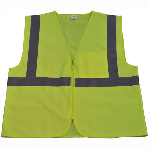 Petra Roc LV2-CB0-S/M ANSI Class 2 Zipper Closure Safety Vest with 1 Chest Pocket, Small/Medium, Lime Solid