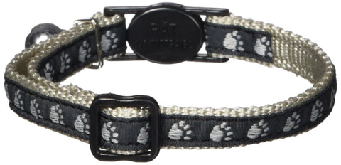 Meow Town Two-Tone Pawprint Cat Collar, 3/8-Inch, Black
