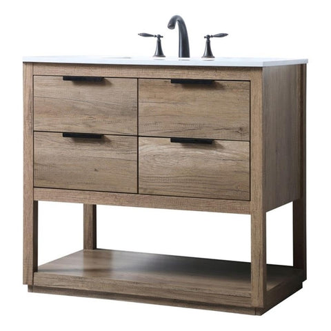 Elegant Kitchen and Bath Larkin 36" Solid Wood Single Bathroom Vanity in Oak