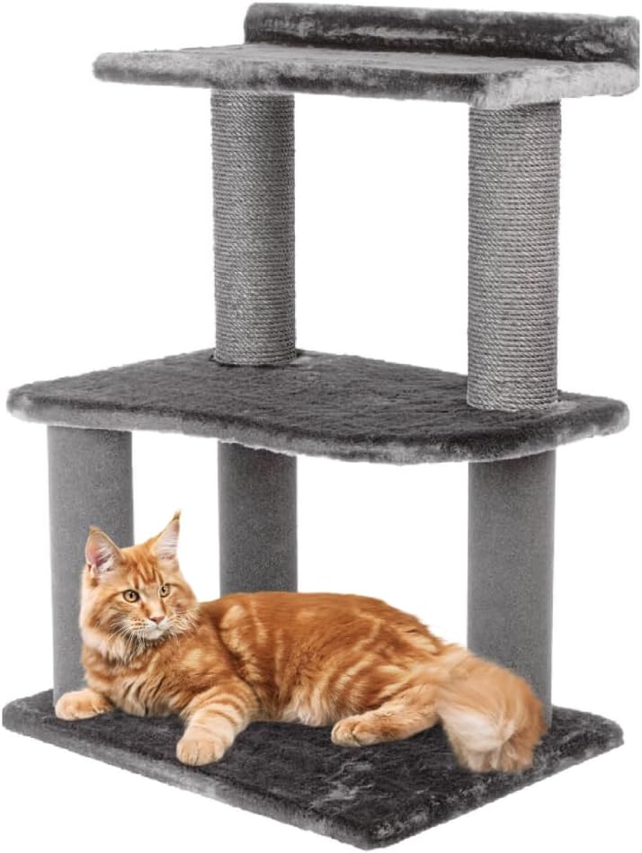 34 Inch Classic Comfort for Indoor Modern Premium Cats and Kittens Scratching Tower Larger Base for Better Stability, (Grey)