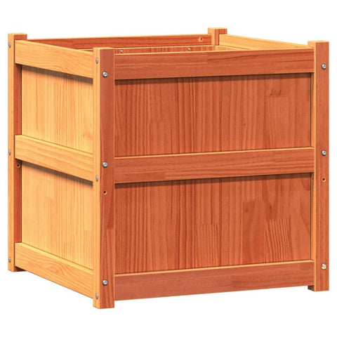 vidaXL Outdoor Garden Planters/Flower Boxes - 2 Pcs Wax Brown Pine - 23.6"x23.6"x23.6"
