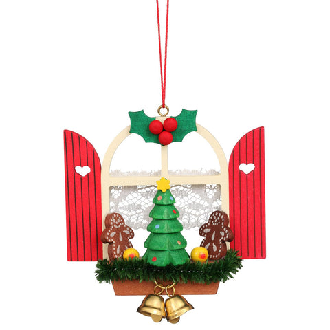 CHRISTIAN ULBRICHT 10-0569 Ornament - Window with Gingerbread - 3"" H x 3"" W x 1"" D
