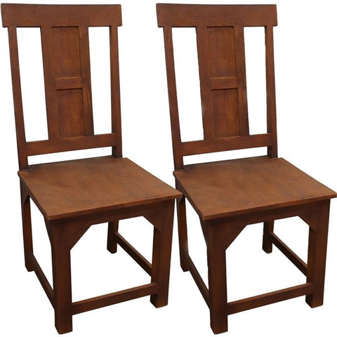 Moti Benedict 18" Farmhouse Solid Wood Dining Chair in Medium Brown (Set of 2)