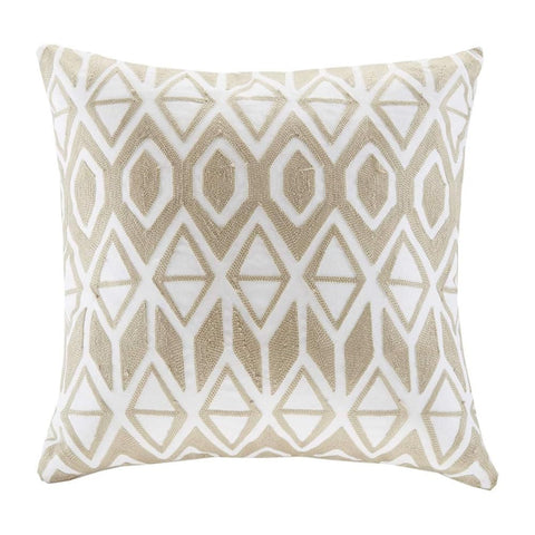 Oakestry Modern Design Decorative Pillow Home Decor Hypoallergenic Sofa Standard Square 18" x 18", Anslee, Cotton Geometric Taupe
