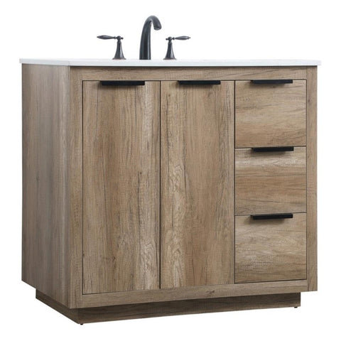 Elegant Kitchen and Bath Blake 36" Solid Wood Single Bathroom Vanity in Oak