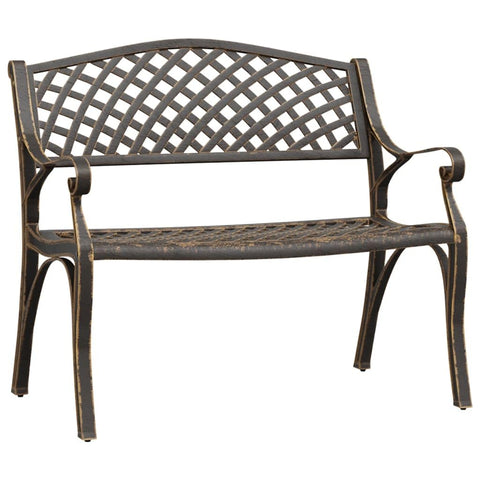 vidaXL Patio Bench in Bronze - Weather- Cast Aluminum and Iron - Romantic Garden Ornament with Floral Pattern and Scrollwork â€“ Easy to Assemble - 40.2" x 19.7" x 32.7"