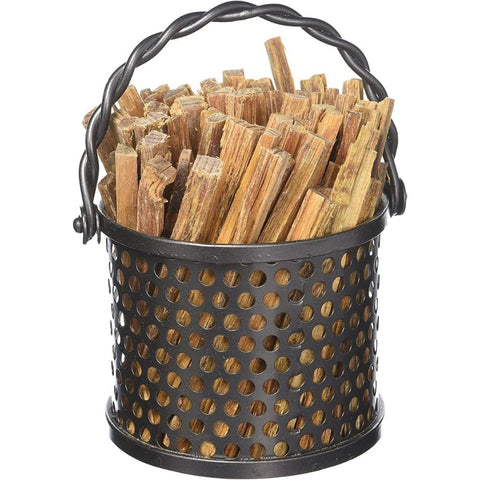 Oakestry Freestanding Fatwood Caddy Basket Twisted Rope Designed Graphite Lumber Storage Organizer Indoor Firewood Carrier and Wood Container Graphite
