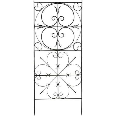 Aldrich Wrought Iron Garden Trellis, Freestanding Vertical Plant Support with Classic European Design, Clemmatis, Roses, Green Screening, Graphite Finish