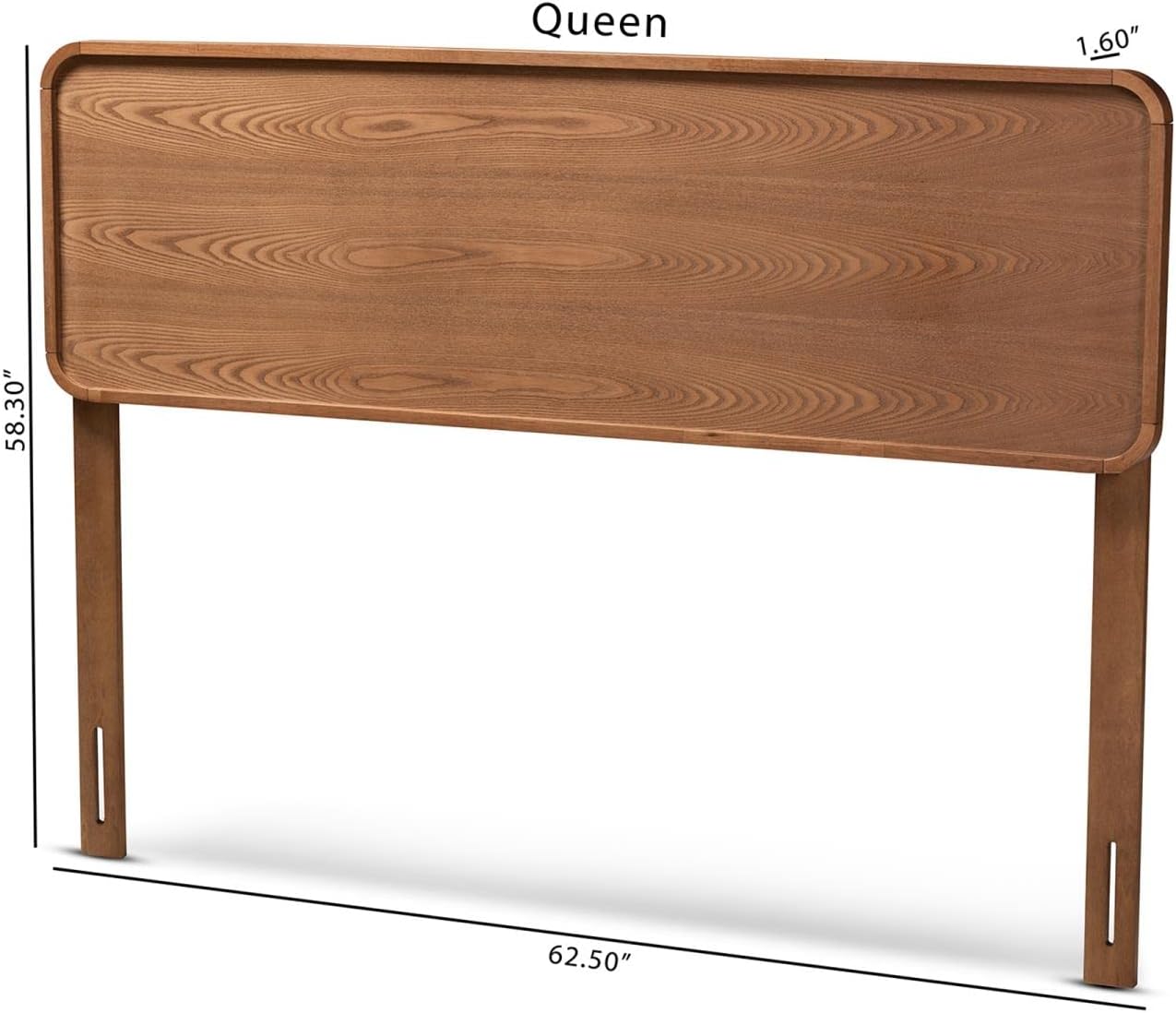 Baxton Studio Mailene Mid-Century Wood Queen Headboard in Walnut Brown