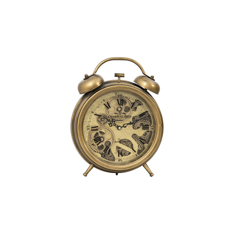 Yosemite Home Decor Modern Metal Gear Table Top Clock in Gold Brass