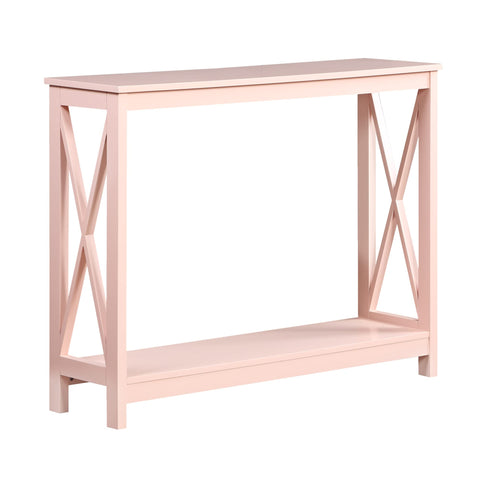 Convenience Concepts Oxford Console Table 39.5" - Sofa Table with Storage Shelf, Transitional Entryway Hall Table for Living Room and Bedroom, Display Foyer Table, Blush Pink
