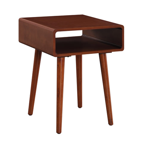 Convenience Concepts Napa End Table 18.75" - Mid-Century Modern Accent Side Table with Storage Shelf for Transitional, Contemporary Living & Family Room, Mahogany