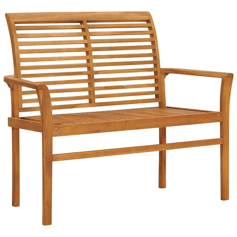 vidaXL Solid Teak Wood Patio Bench - Fine Sanded Outdoor Seating - Refined, Weather- Garden Furniture - Warm Color Finish - 44.1"