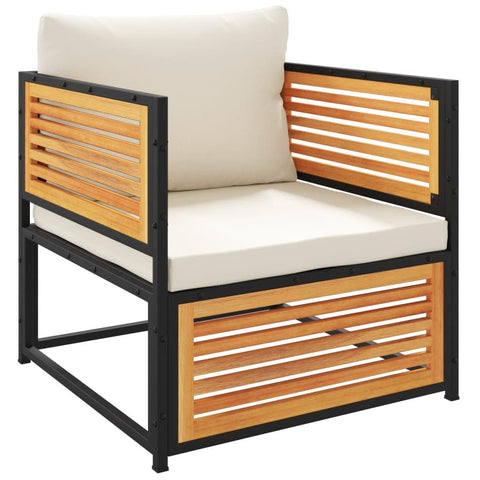 vidaXL Cream White Acacia Garden Chair with Removable Cushions | Solid Wood & Polyester Ideal for Indoor and Outdoor Modern Design Perfect Balcony Patio Dining Sofa Chairs Seating Furniture Armchair
