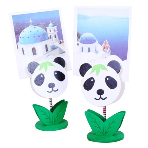 Set of 2 Originality Memo Clips Wooden Memo Holders Cartoon Panda Photo Holders