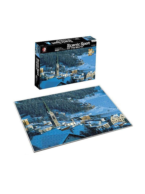 Scenic Spot of The World Snowy Town 500 Piece Jigsaw Puzzle