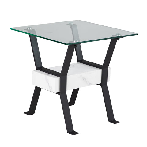 SEI Furniture Darvette Glass-Top End Table, Black