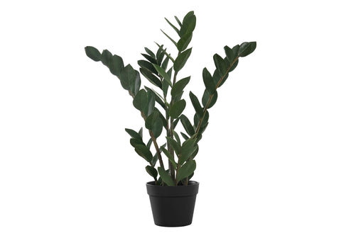 Monarch Specialties I 9506 Artificial Plant, 29" Tall, Zz Tree, Indoor, Faux, Fake, Floor, Greenery, Potted, Real Touch, Decorative, Green Leaves, Black Pot