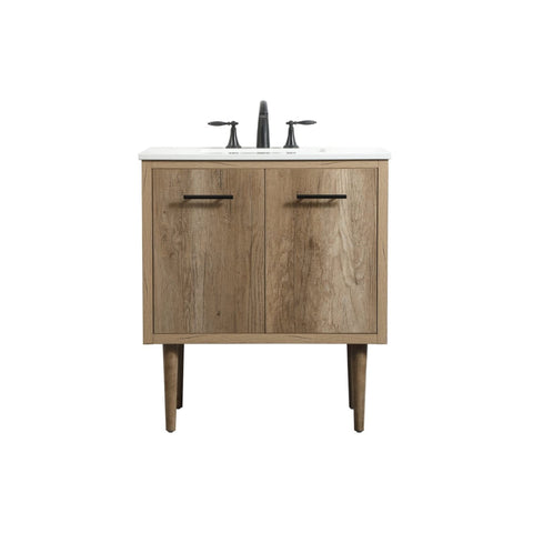 Elegant Decor Indoor Modern Under Sink Bathroom Fixtures Storage Organizer Cabinet 30 inch Single Bathroom Vanity - Natural Oak