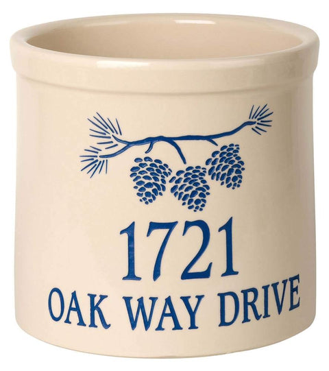 Whitehall Products Pine Bough Address Crock Planter, 2-Gallon, Blue