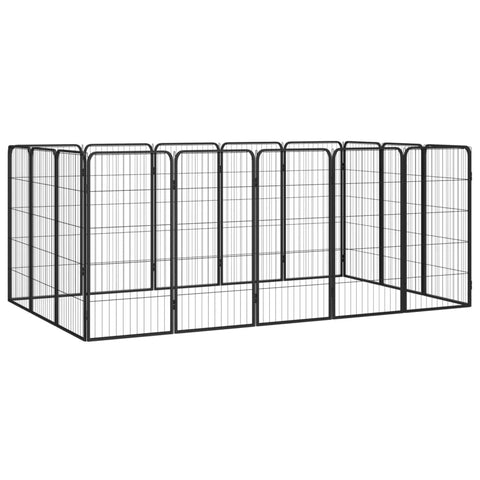 vidaXL Dog Playpen, 16-Panel Dog Cage Without Door, Puppy Exercise Playpen, Dog Wire Fence for Indoor/Outdoor, Powder-Coated Steel Black
