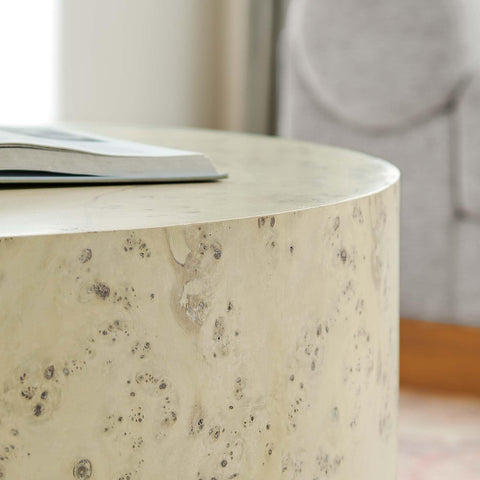 Modway EEI-6274-BLB Cosmos 35" Round Burl Wood Coffee Table, Bleached Burl