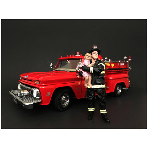 American Diorama Firefighter Saving Life with Baby Figurine/Figure for 1:18 Models