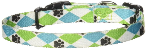 Casual Canine Nylon Pooch Patterns Dog Collar, Fits Necks 6" to 10", Blue Argyle