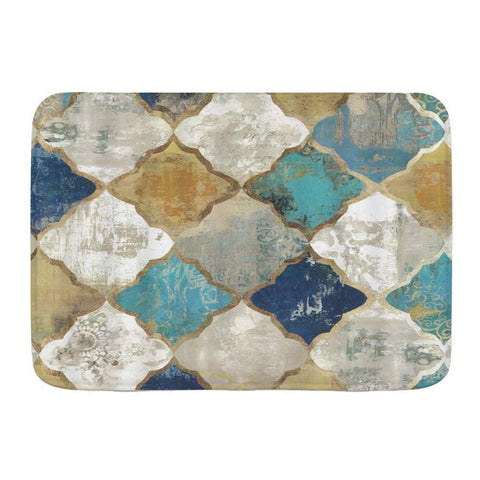 Bath Mat Rug,Pop Style Modern Geometric Marble Pattern with Blur Retro Hue,Plush Bathroom Decor Mats with Non Slip Backing,31.5" X 19.5"
