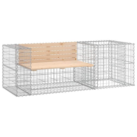 vidaXL Rustic Garden Bench with Gabion Basket Solid Pine Wood Outdoor Seating for 2 Heavy Duty and Galvanized Steel Stylish Patio Furniture Park Loveseat Picnic
