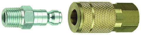 Tru-Flate 13-101 1/4" T Design x 1/4" NPT Steel Plug/Coupler Set
