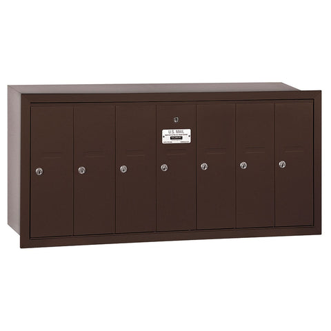 Vertical Mailbox (Includes Master Commercial Lock) - 7 Doors - Bronze - Recessed Mounted - Private Access