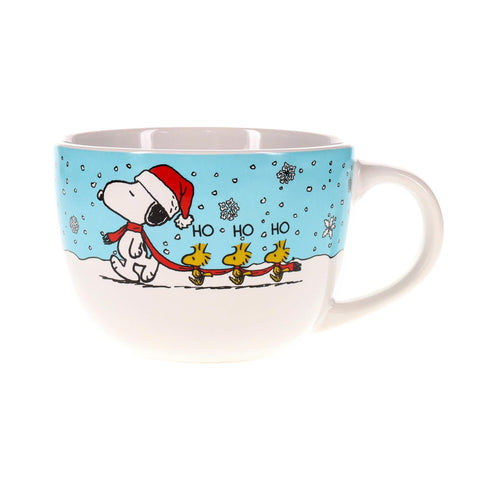 Silver Buffalo Peanuts Snoopy and Woodstock Holiday Ceramic Soup Mug Bowl With Handle For Ice Cream, Cereal, Beverages | Holds 24 Ounces