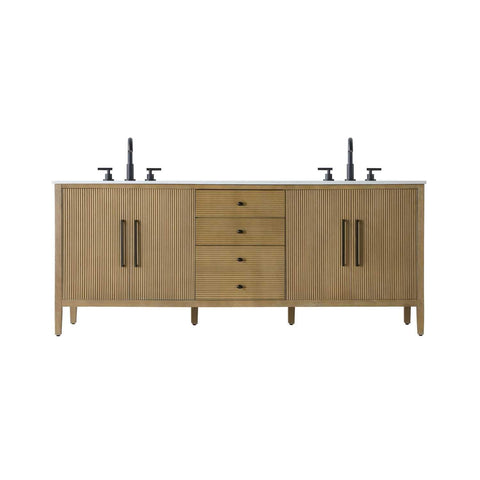 Elegant Kitchen and Bath 84" Double Bathroom Vanity in Linen Oak
