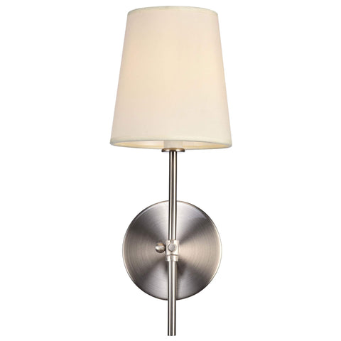 Elegant Lighting LD6004W6 Mel Single Light 15" Tall Wall Sconce with a Fabric Sh, Burnished Nickel