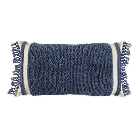 Rizzy Home 14" x 26" Poly Filled Pillow with Blue Woven Cotton Cover