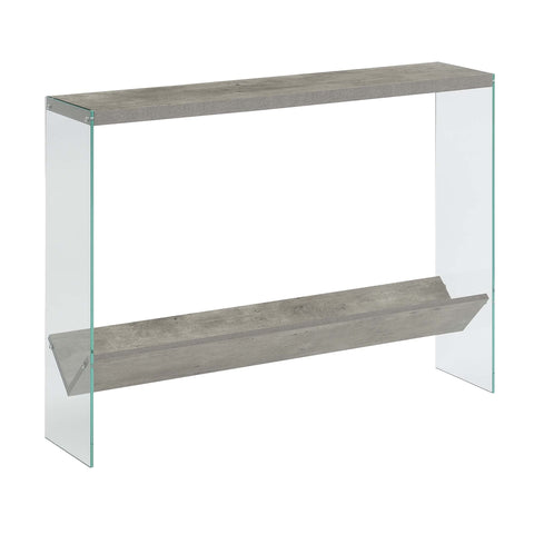 Convenience Concepts SoHo Glass Console Table 42" - Modern Sofa Table with Storage Shelf, Narrow Entryway Hall Table for Living Room, Display Accent Table, Faux Birch