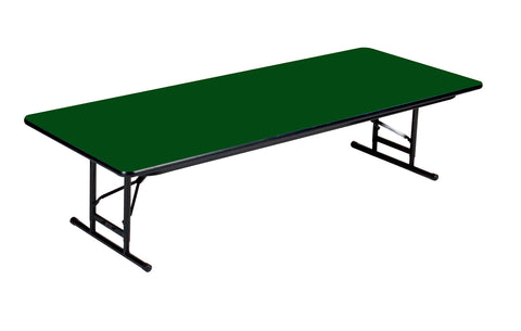 Correll 30"x48" Commercial Duty Adjustable Height Short Folding Table, Green HP Laminate Top, Heavy Duty 3/4" Thick Core, USA Made (CFA3048PXS-39)