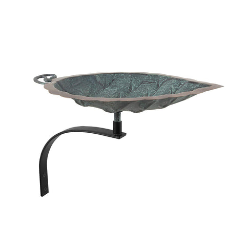 Achla Designs BB-04-WM Aspen Leaf Wall Mount Bracket Birdbath, Antique Brass Plated, Black