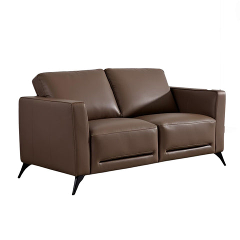 Oakestry Malaga Leather Loveseat Espresso Modern Durable Stylish Upholstered Seating Compact Elegant Living Room Office Lounge Premium Home Décor Contemporary Small Space Cozy Furniture