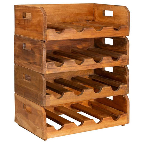 vidaXL Set of 4 Wine Racks - Handmade Solid Reclaimed Wood Holder for 16 Bottles - Rustic Vintage DÃ©cor - Brown