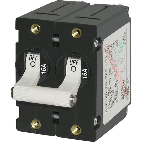 Blue Sea Systems A-Series White Toggle Double Pole 16A Circuit Breaker