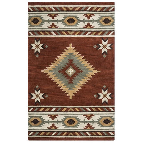Rizzy Home Alora Decor Ryder 12' x 15' Tribal Rust/Khaki/Navy/Sage Hand-Tufted Rug