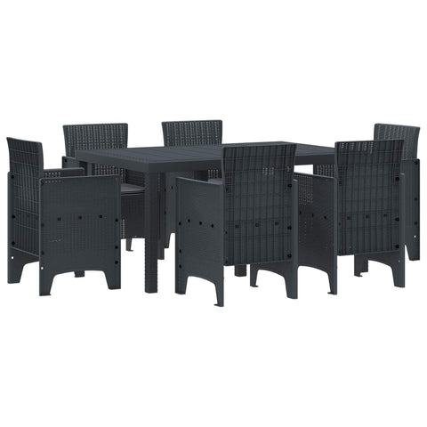vidaXL Garden Dining Set 7 pcs Anthracite Polt rattan, Chill Dining Set, Sleek Outdoor Furniture, Lightweight, Strong, Modern Garden Vibe Outside