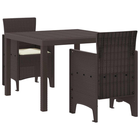 vidaXL Garden Dining Set 3 pcs Brown Polypropylene, Chill Outdoor Dining Set, Stylish Garden Furniture, Easy-to-Carry Seating, Tough Patio Table for Summer Fun